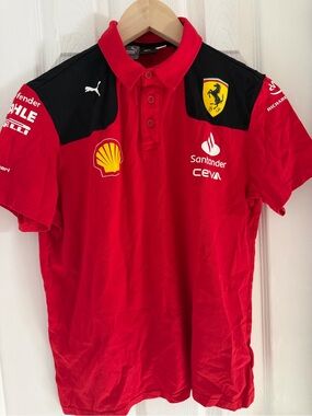 Puma Red Polo with Black Trim and Ferrari Shield